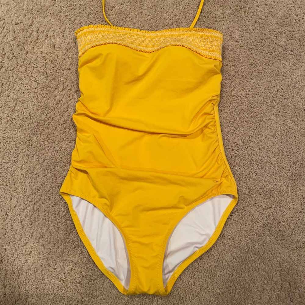 Yellow Lands End versatile swimsuit